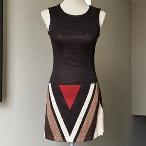 TALCO Vintage Retro Sleeveless Mini-Dress in Brown – Size Small